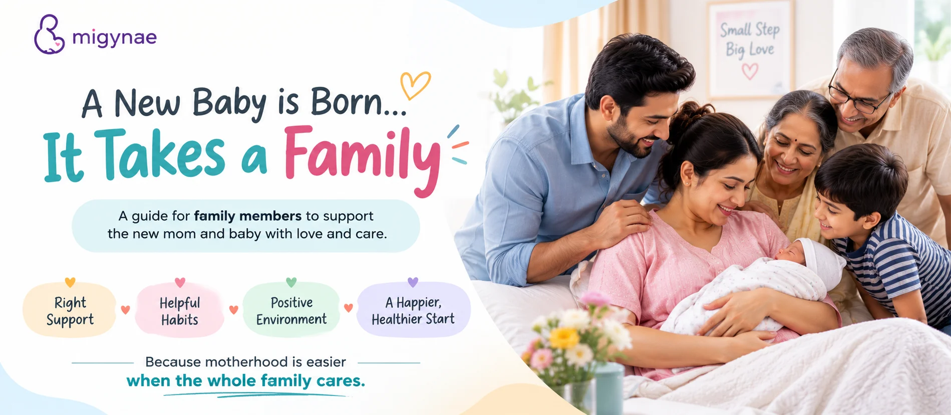 Family guide — how to support the new mom and baby with right support, helpful habits and positive environment | MiGynae