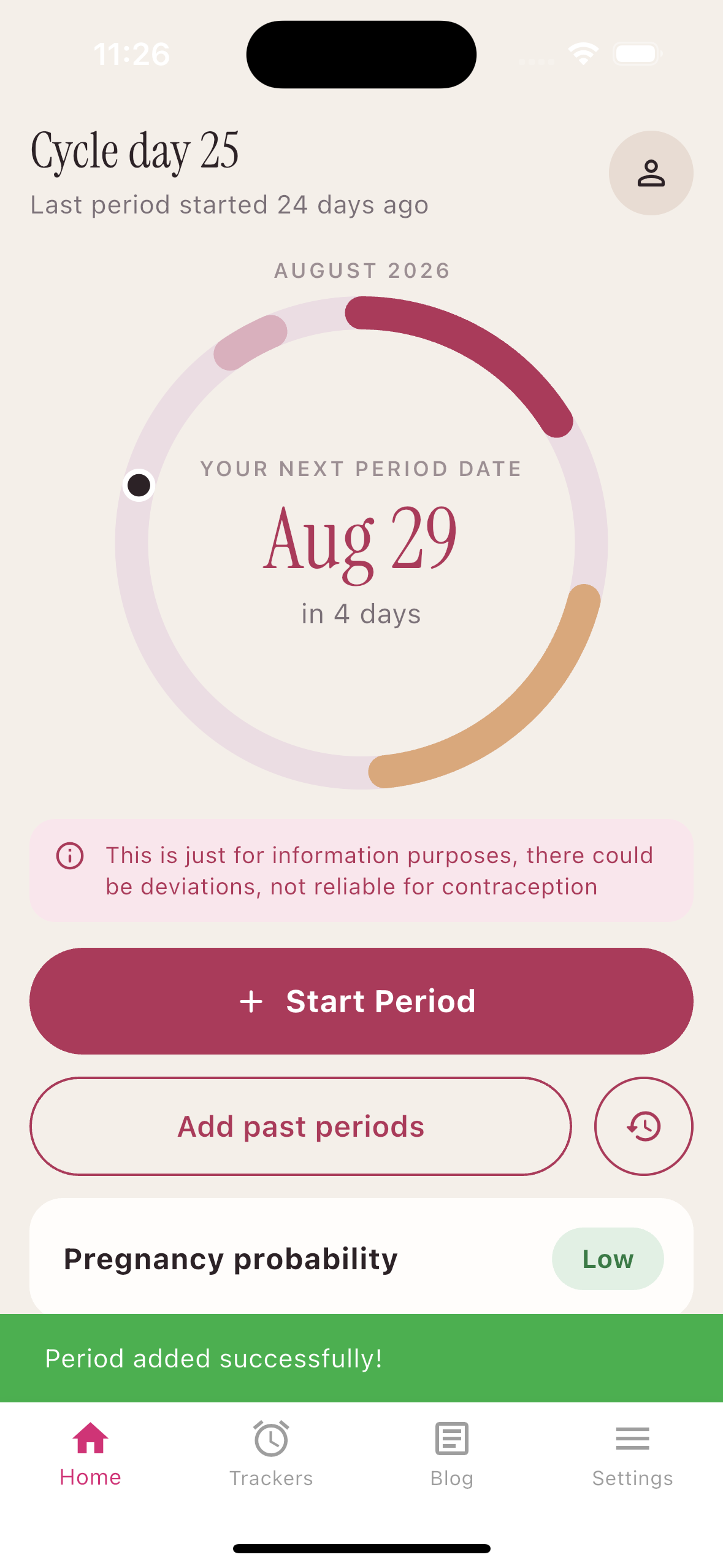 MiGynae period cycle tracker